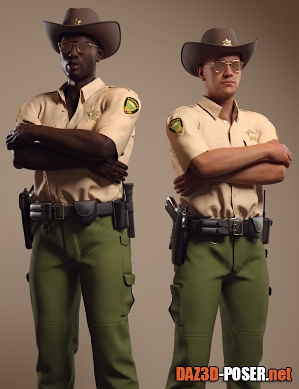 Dawnload dForce Sheriff Uniform and Props for Genesis 8 Males for free