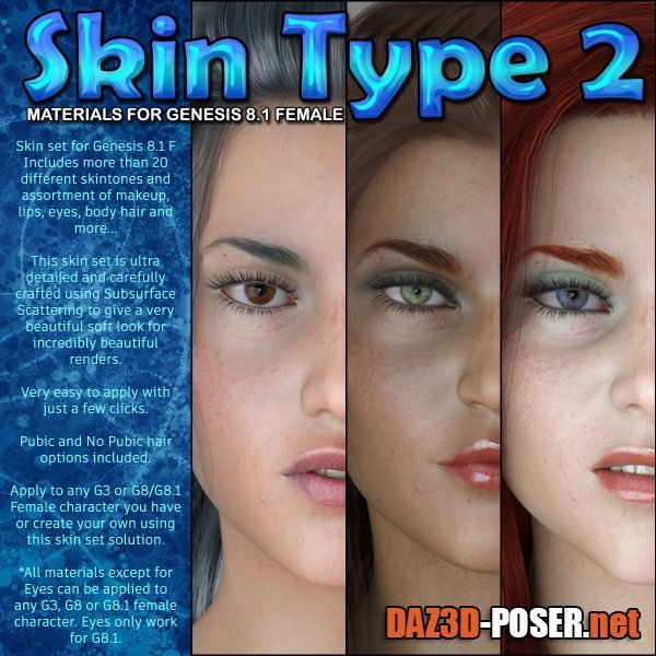 Dawnload Exnem Skin Type 2 for Genesis 8.1 Female for free