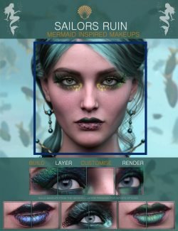 Sailors Ruin Mermaid-Inspired Geoshell Makeup for Genesis 3 and 8 Female