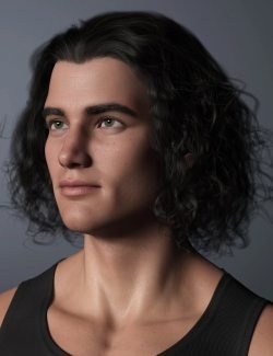Curly Swept Style Hair for Genesis 8 and Genesis 8.1 Males