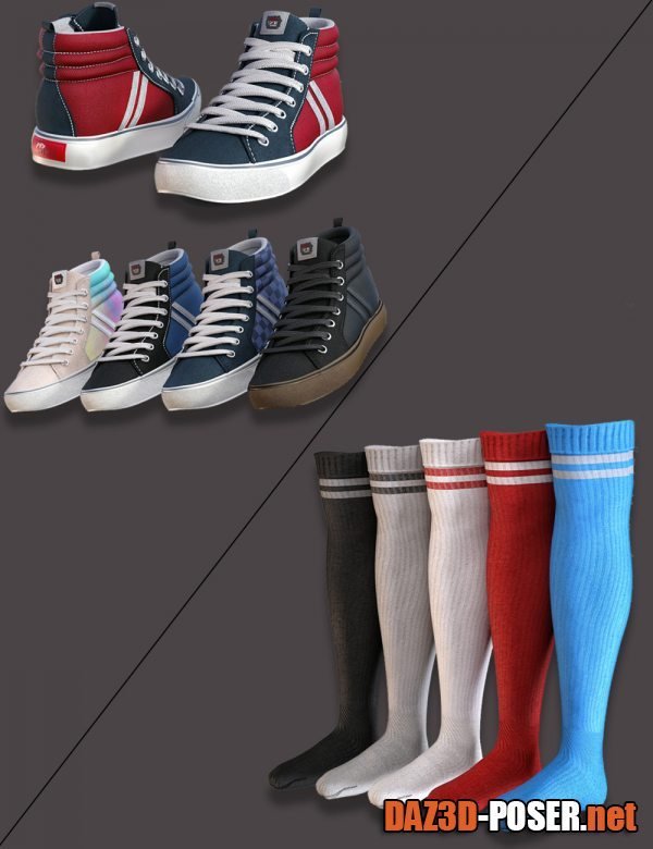 Dawnload AJC Pro Skate Sneakers and Socks for Genesis 8 and 8.1 Females for free