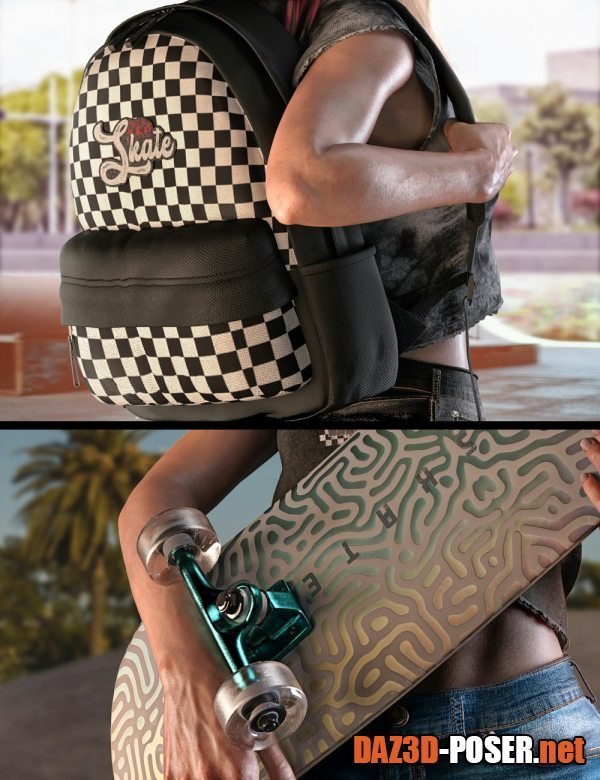 Dawnload AJC Pro Skate Poses and Props for Genesis 8 and 8.1 Females for free