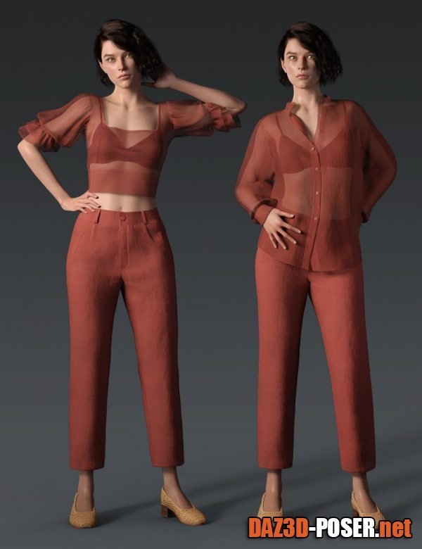 Dawnload dForce Crisp Linen Outfit for Genesis 8 and 8.1 Females for free