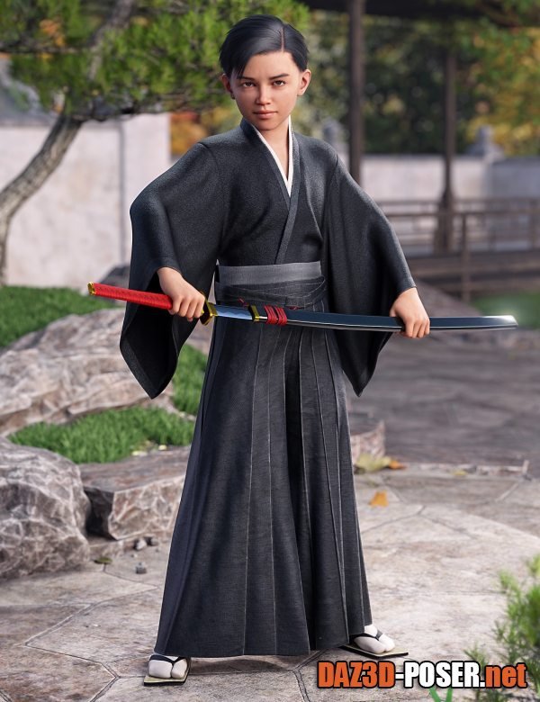 Dawnload dForce Hakama and Kimono Outfit for Genesis 8.1 Male for free