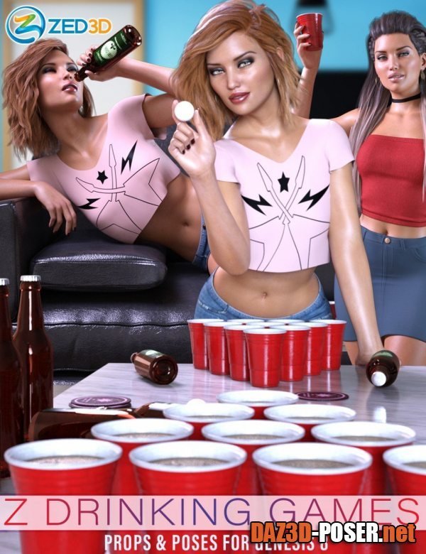 Dawnload Z Drinking Games Props and Poses for Genesis 8 for free