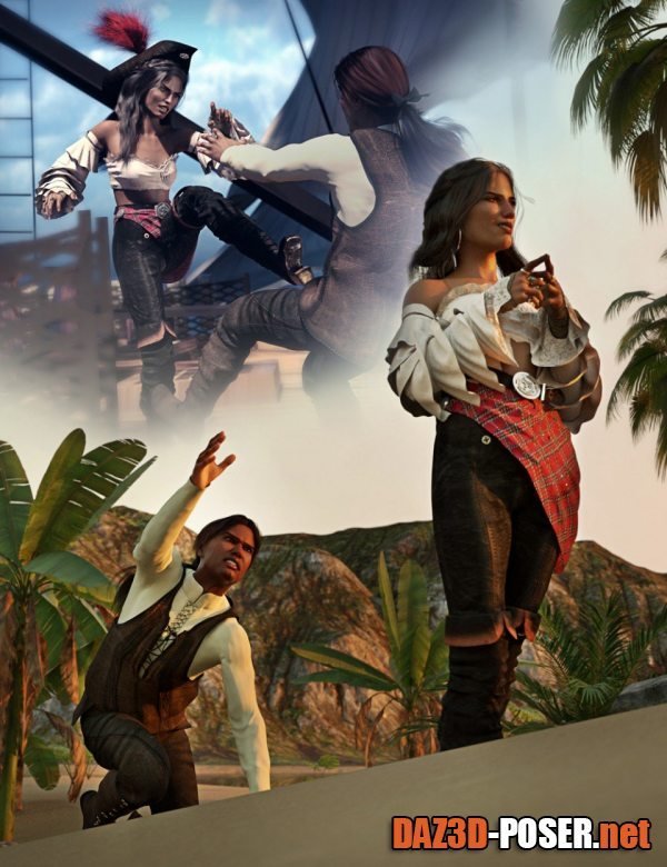 Dawnload SBibb Dreadful Pirate Captain Poses and Expressions for Genesis 8 for free