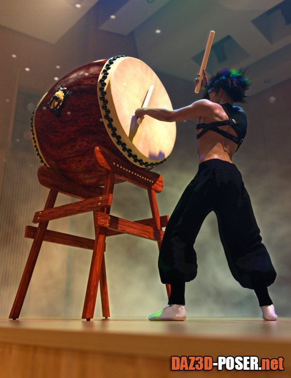 Dawnload SBibb Taiko Props and Poses for Genesis 8 and 8.1 for free