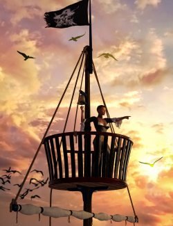 Swashbuckler Poses Props and Crows Nest for Genesis 8