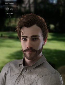 Bastien Curly Hair and Beard for Genesis 8 Male(s)