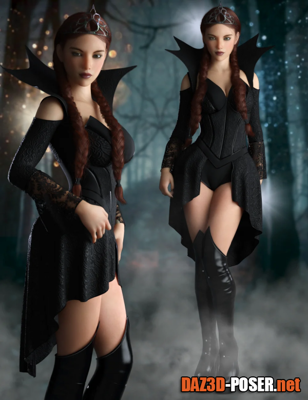 Dawnload dForce Dark Princess Outfit Set for Genesis 8 and 8.1 Females for free