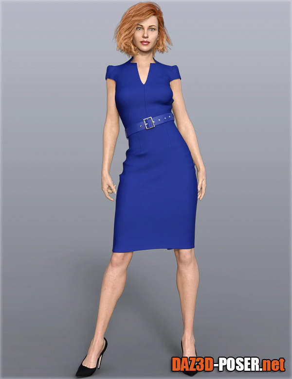 Dawnload dForce H&C Belted Office Dress Outfit for Genesis 8 Female(s) for free