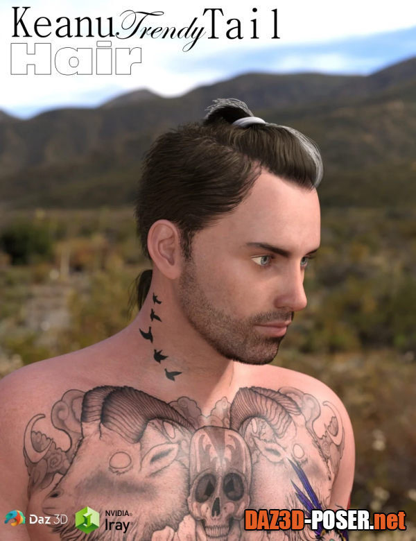 Dawnload Keanu Trendy Tail Hair for Genesis 3 Male(s) for free