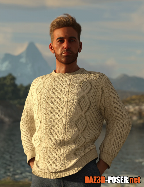 Dawnload dForce Aran Sweater Outfit for Genesis 8 Males for free
