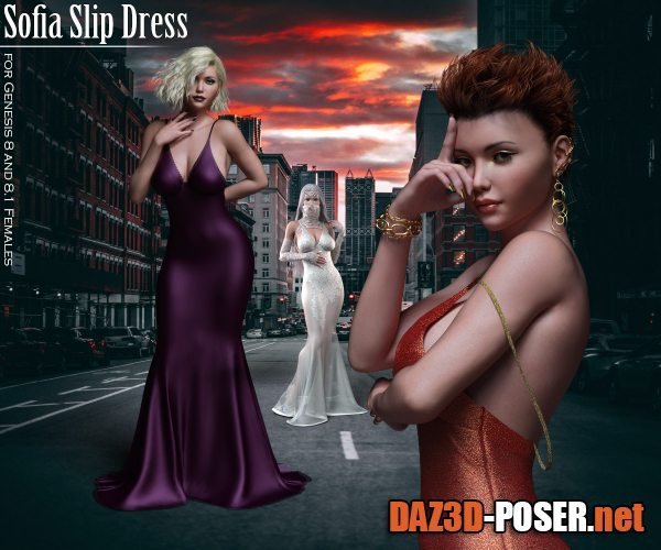 Dawnload Sofia Slip Dress for Genesis 8 and Genesis 8.1 Females for free