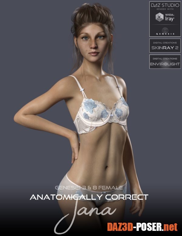 Dawnload Anatomically Correct: Jana for Genesis 3 and Genesis 8 Female for free