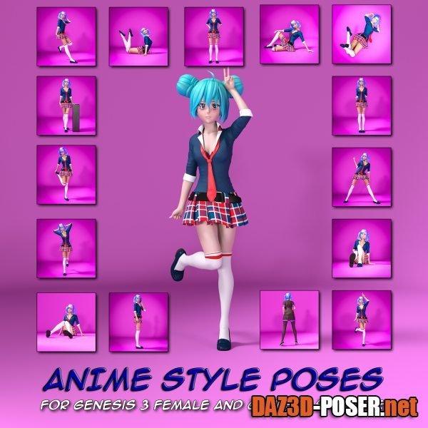 Dawnload Anime Style Poses for G3F and G8F for free