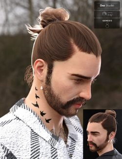 Yvanovich Bun Hair and Beard for Genesis 8 Male(s)
