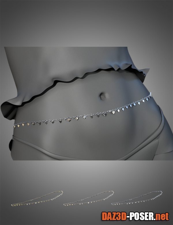 Dawnload X-Fashion Dreams Mesh Lingerie Belly Chain for Genesis 8 Females for free
