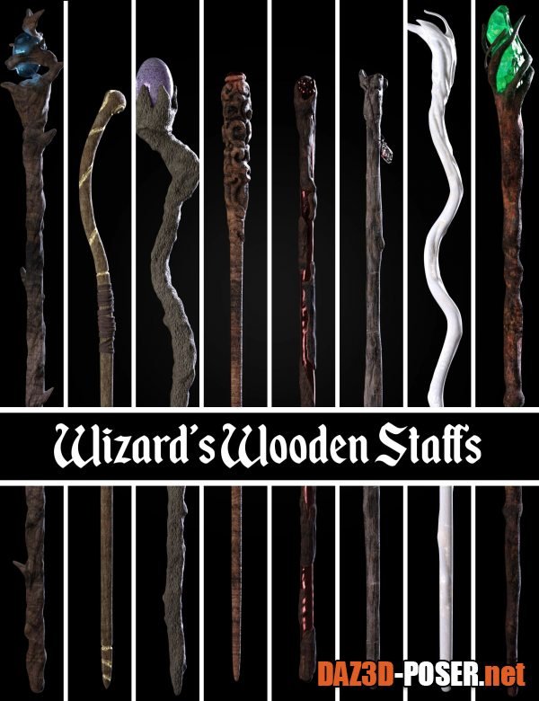 Dawnload BW Wizard Wooden Staffs Set for Genesis 8.1 (1) for free