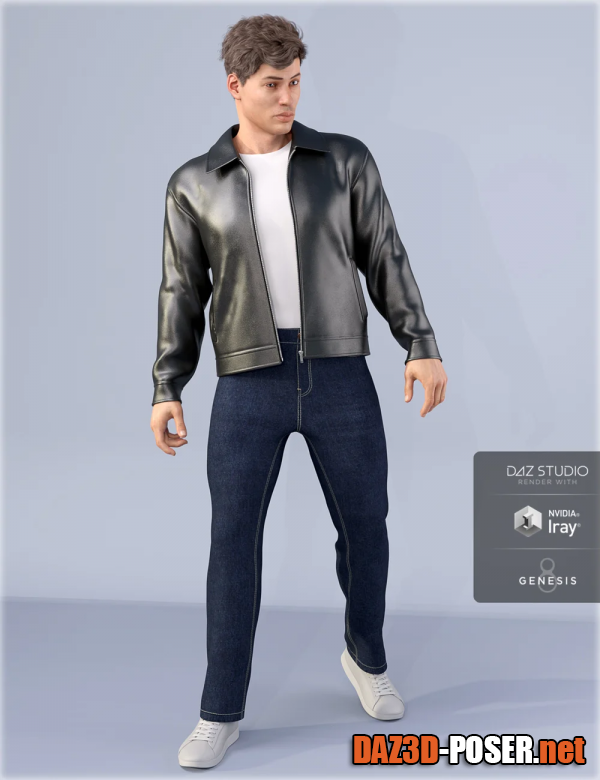 Dawnload dForce HnC Leather Jacket Outfit for Genesis 8 Males for free