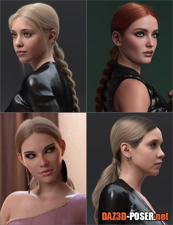 Dawnload 3-in-1 Low Ponytails Hair for Genesis 8 and 8.1 Females for free