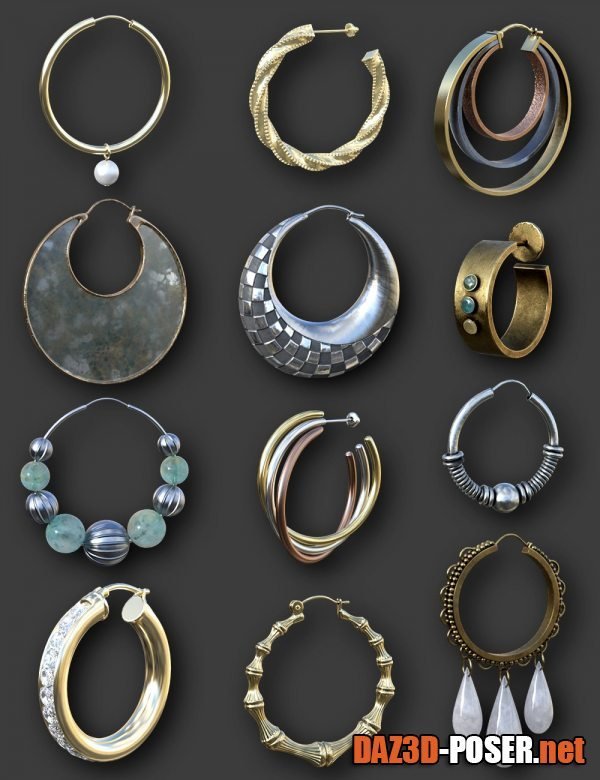 Dawnload Hoop Earrings Collection for Genesis 8 and 8.1 Females for free