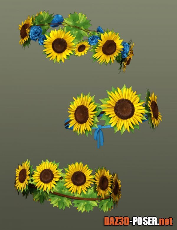 Dawnload Sunflower Headbands for Genesis 8 and 8.1 Females for free
