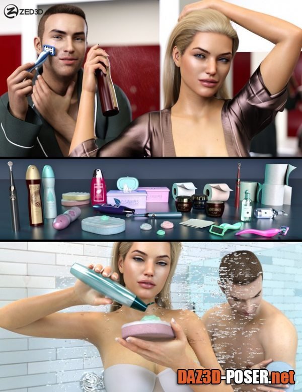 Dawnload Z Personal Hygiene Props and Poses for Genesis 8 and 8.1 for free