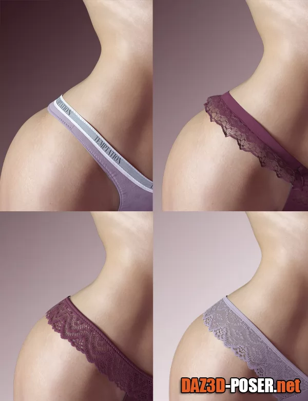 Dawnload X-Fashion Lingerie Bottom 02 Set for Genesis 8 and 8.1 Females for free