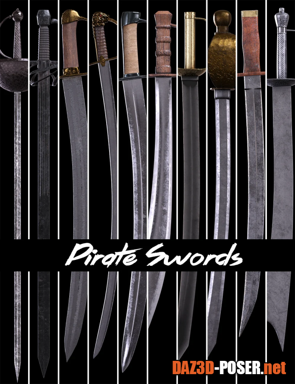 Dawnload BW Pirate Swords For Genesis 8 and Genesis 8.1 Characters for free