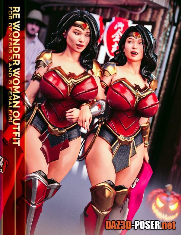 Dawnload RE Wonder Woman Outfit For Genesis 3 and 8 Female(s) for free