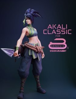 Akali The Rogue Assassin For Genesis 8 and 8.1 Female