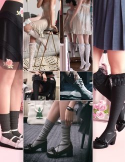 KuJ Kawaii Fashion Socks and Shoes Collection II for Genesis 8 and 8.1 Females