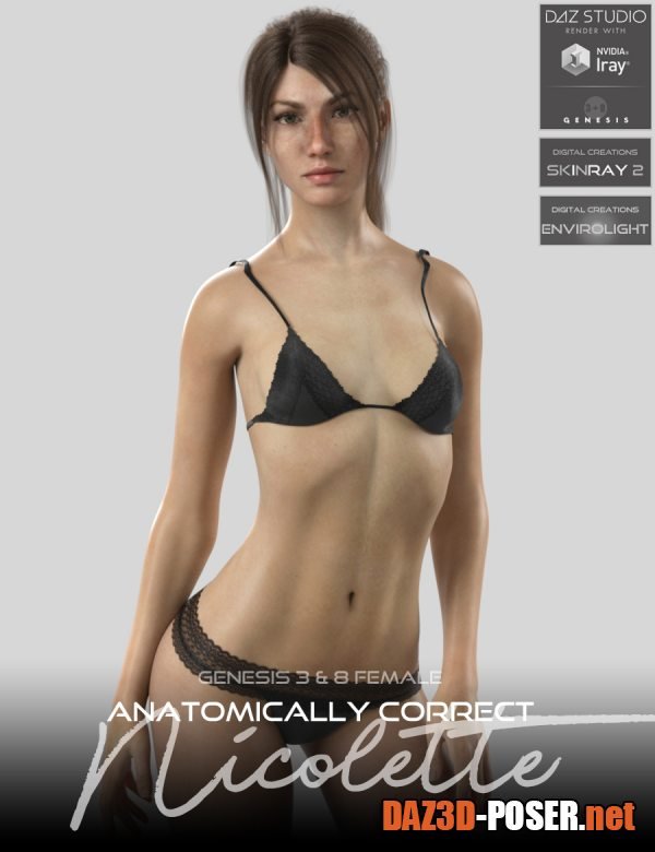 Dawnload Anatomically Correct: Nicolette for Genesis 3 and Genesis 8 Female for free