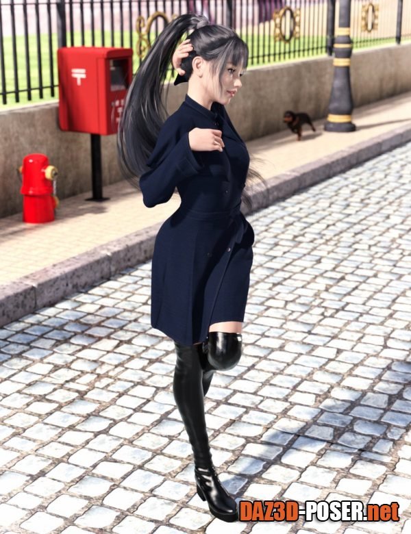 Dawnload dForce Winter Coat Dress Outfit for Genesis 8 Females for free