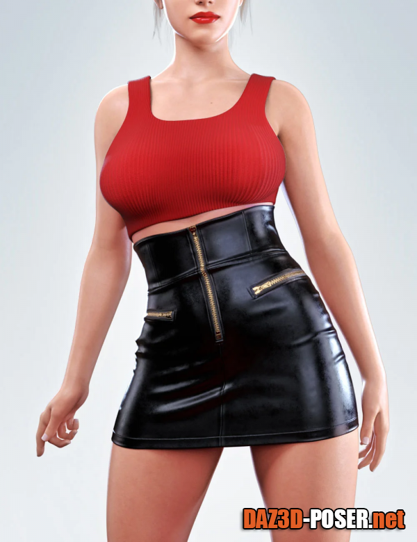 Dawnload dForce COG Crop Top With Leather Skirt for Genesis 8 and 8.1 Females for free