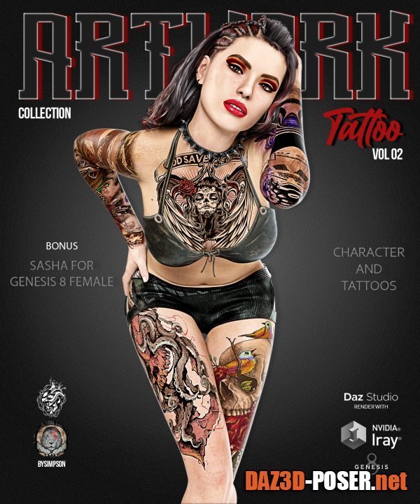 Dawnload Artwork Tattoo Collection Vol 02 and Sasha for Genesis 8 Female for free