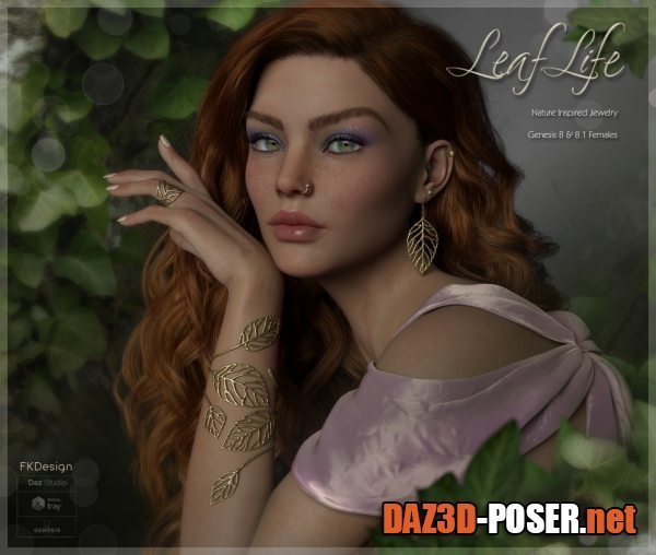 Dawnload Leaf Life Jewelry for Genesis 8 and 8.1 Females for free