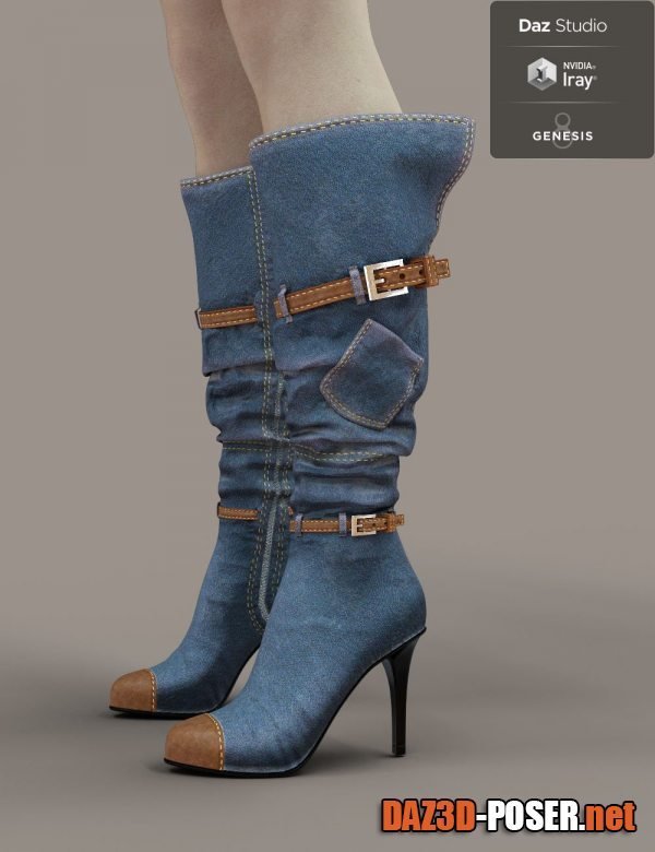 Dawnload Jiwoo Denim Boots for Genesis 8 Female(s) for free