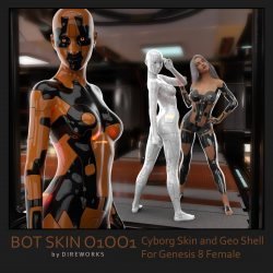 BotSkin. Double Layer Cyborg Skin - Materials and Geo Shell for Genesis 8 Female