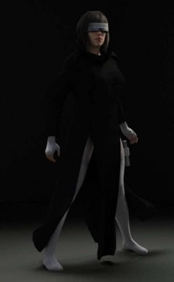 GITS Motoko Kusanagi Movie Version Thermoptic Camuflage, DForce Long Coat And Visor In Daz G8F