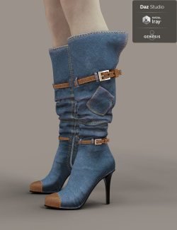 Jiwoo Denim Boots for Genesis 8 Female(s)