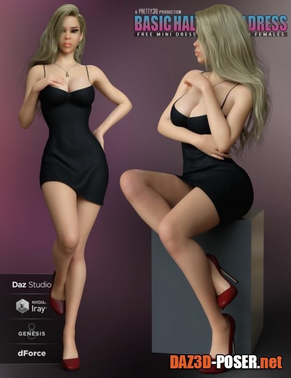 Dawnload Basic Halter Mini Dress for Genesis 8 Females for free