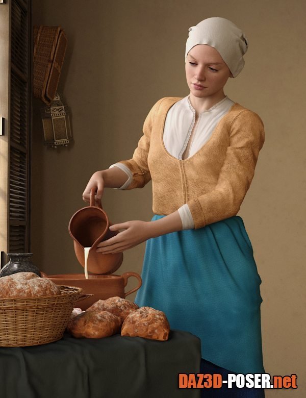 Dawnload dForce Dutch Milkmaid Outfit for Genesis 8 and 8.1 Females for free