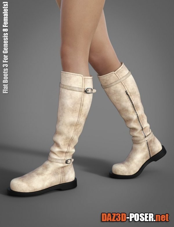Dawnload Flat Boots 3 for Genesis 8 Female(s) for free