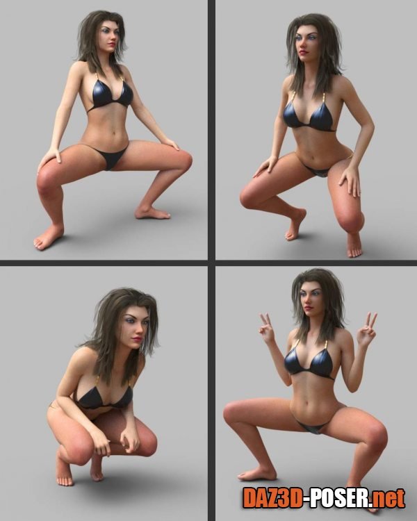 Dawnload Squat Poses For Genesis 3 and 8 Females for free