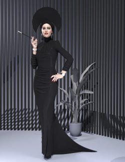 dForce Black Long Dress Outfit for Genesis 8.1 Female Bundle