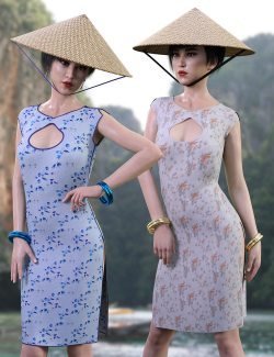 dForce Far East Dress and Props for Genesis 8 Female