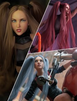 Turbulent Pigtails Hair for Genesis 8 and 8.1 Females