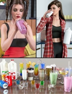 Z Drink Up Props and Poses Collection for Genesis 8 and 8.1